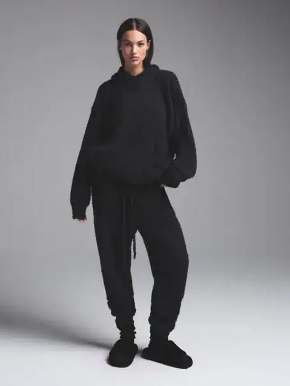 SKIMS | Cozy Knit Hoodie in Onyx | 2X/3X